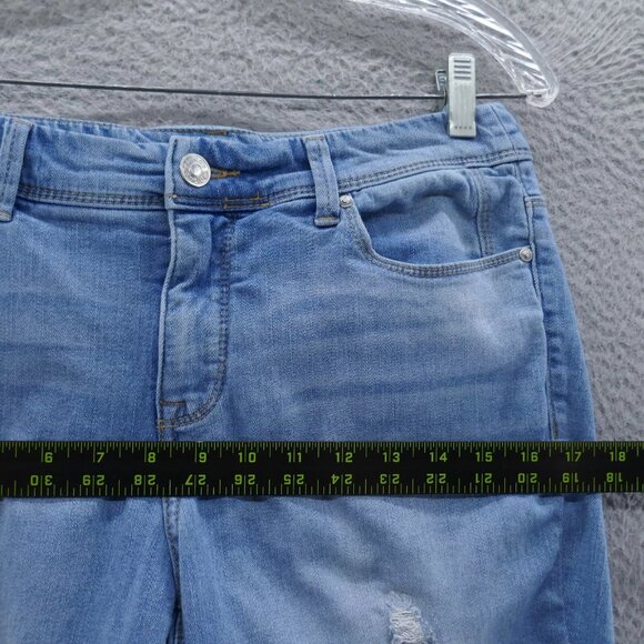Chicos Womens So Slimming Girlfriend Destructed Crop Jeans 0 Size 4 Blue Stretch - Picture 8 of 12